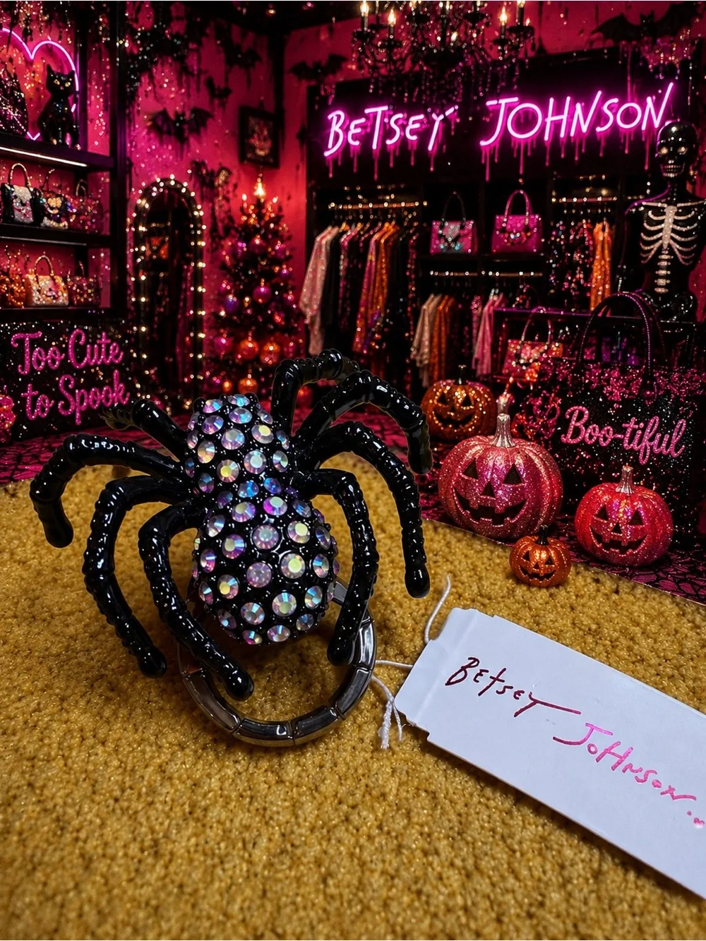 Betsey Johnson Black Spider Cocktail Ring